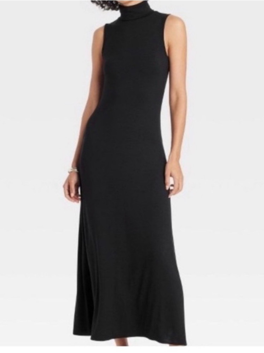 a new day Black Sleeveless Turtleneck Maxi Dress